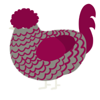 A ash and maroon chicken with a lace pattern
