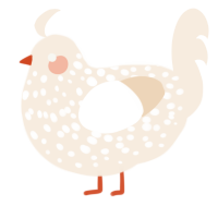 A cream chicken with a speckle pattern
