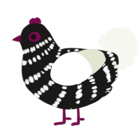 A sable and white chicken with a bar pattern