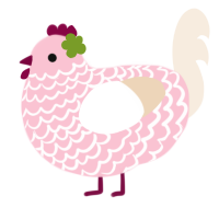 A rose and cream chicken with a lace pattern