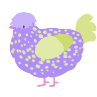 A lilac and lemon chicken with a speckle pattern
