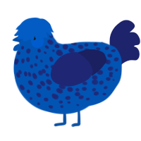 A ultramarine and navy chicken with a speckle pattern