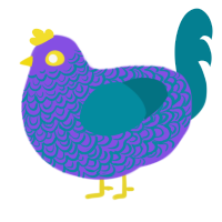 A blurple and sea chicken with a double-lace pattern