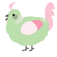 A gluppy and rose chicken with a neck-band pattern