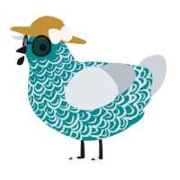 A teal and mist chicken with a double-lace pattern