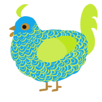 A sky and lime chicken with a double-lace pattern