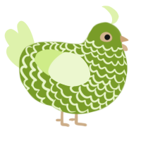 A chartreuse and apple chicken with a lace pattern
