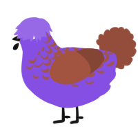 A blurple and russet chicken with a half-lace pattern