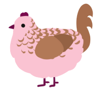 A rose and brown chicken with a half-lace pattern
