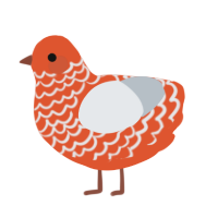 A vermilion and mist chicken with a lace pattern