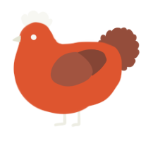 A vermilion and russet chicken
