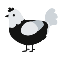 A black and mist chicken with a head pattern