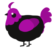 A black and plum chicken with a head pattern