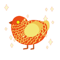 Dreamsicle ZZW, a vermilion and beige chicken with a lace pattern