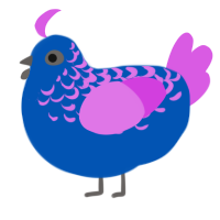 A ultramarine and orchid chicken with a half-lace pattern