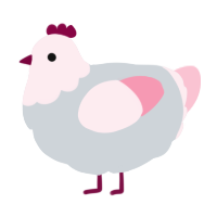 A mist and rose chicken with a head pattern