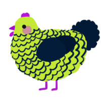 A lime and tumblr chicken with a lace pattern