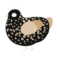 A black and beige chicken with a speckle pattern