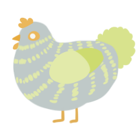 A silver and lemon chicken with a bar pattern