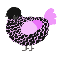 A black and lavender chicken with a lace pattern