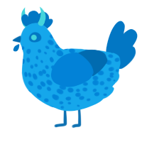 A sky and sapphire chicken with a speckle pattern