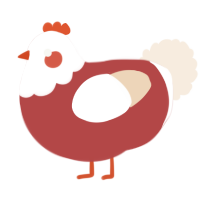 A red and cream chicken with a head pattern