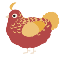 A red and honey chicken with a half-lace pattern