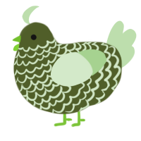 A olive and gluppy chicken with a lace pattern