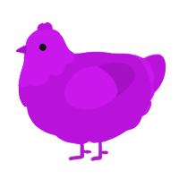 A amethyst chicken with a head pattern