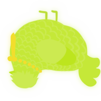 A lime chicken with a lace pattern