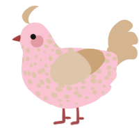A rose and beige chicken with a speckle pattern