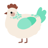 A cream and mint chicken with a neck-speckle pattern