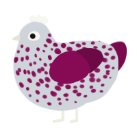 A mist and wine chicken with a speckle pattern