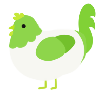 A white and grass chicken with a head pattern