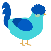 A aqua and ultramarine chicken