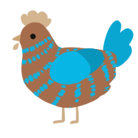 A brown and cerulean chicken with a bar pattern