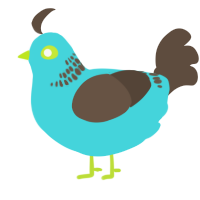 A aqua and bark chicken with a neck-band pattern
