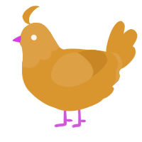 A orange chicken with a head pattern