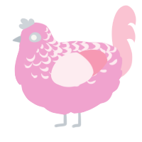 A pink and rose chicken with a half-lace pattern