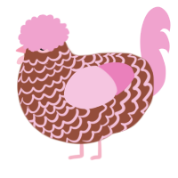 A russet and pink chicken with a lace pattern