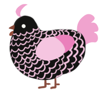 A black and pink chicken with a lace pattern
