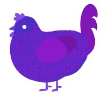 A indigo and violet chicken with a double-lace pattern