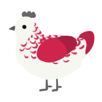 A white and crimson chicken with a half-lace pattern