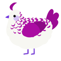 A white and plum chicken with a half-lace pattern