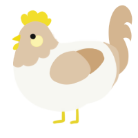A white and beige chicken with a head pattern