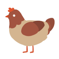 A beige and russet chicken with a head pattern