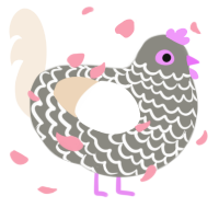 A ash and cream chicken with a lace pattern