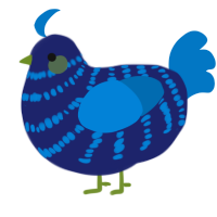 A navy and sapphire chicken with a bar pattern