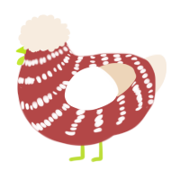 A red and cream chicken with a bar pattern