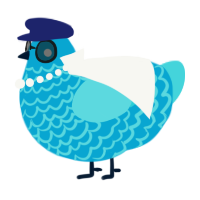 A cerulean and aqua chicken with a lace pattern